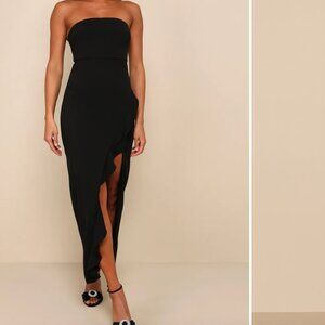 Lulus After Hours Black Strapless Maxi Dress- size XS